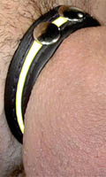 Cock Strap Cuir ''Bande Couleur'' - Blanc