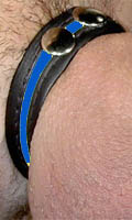 Cliquez pour voir la fiche produit- Cock Strap Cuir ''Bande Couleur'' - Bleu