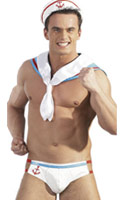 Cliquez pour voir la fiche produit- Costume Marin Sexy Vinyl - Blanc/Bleu Ciel - Taille XL