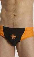 Cliquez pour voir la fiche produit- Slip de bain Badehose Rio PriapeWear - Noir/Orange - Taille S