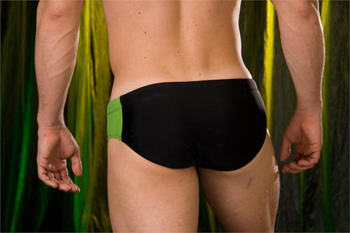 image extraite slip bain badehose rio priapewear noir orange taille