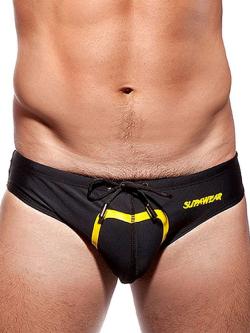 Slip de bain ''V10.JS Just Supa'' - SupaWear - Black/Yellow - Size M