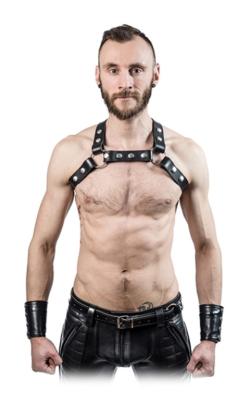 Leather X-Back Harness - MrB - Black/Black - Size S/M