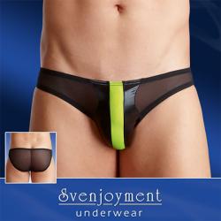 Mini Slip ''Herren'' bande verticale - SvenJoyment - Noir/Jaune Néon - Taille XXL