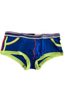 Boxer ''Pocket Retro Pop Show-It'' Andrew Christian - Bleu Foncé/Jaune Néon - Taille S
