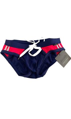 Slip de bain ''Ace Bikini'' Andrew Christian - Bleu Marine/Rouge - Taille XS