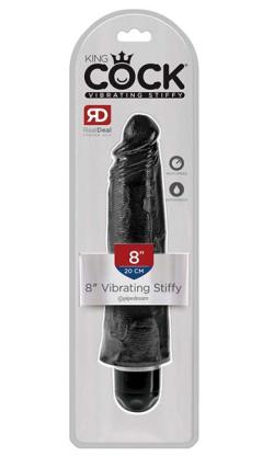 Gode Vibrating Stiffy - King Cock - Black - Size 8 Inches