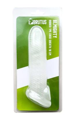 Gaine Ribbed Cock Sheath ''AlMighty'' - Brutus - Clear - Size 7 Inches