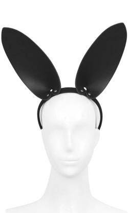 Black Leather Bunny Ears Headband 