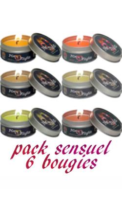 Pack 6 Bougies Sensuelle Parfumes''Hot Nights''
