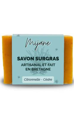 Savon Surgras Artisanal CBD (huile de chanvre) - Citronnelle/Cdre - Mijane