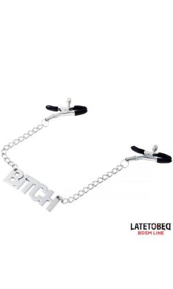 Pinces à seins Médaillon ''BITCH'' - LateToBed BDSM