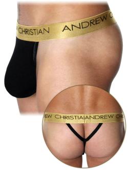 Tanga ''Almost Naked Infinity'' Andrew Christian - Black/Gold - Size XL