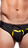 Cliquez pour voir la fiche produit- Slip de bain ''V10.JS Just Supa'' - SupaWear - Noir/Jaune - Taille M