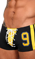 Click to see product infos- Boxer de bain ''Tactic Lace Up'' - Pistol Pete - Black/Yellow - Size XL