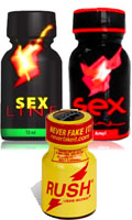 Click to see product infos- 3 Poppers: Sexline original, Sexline red, Rush