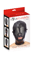 Cliquez pour voir la fiche produit- Cagoule BDSM Simili-Cuir (ouvertures bouche - cache yeux amovible ) - Fetish Tentation